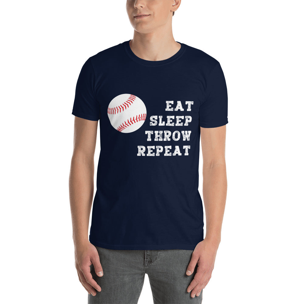 Eat Sleep Throw Repeat - Baseball - Short-Sleeve Unisex T-Shirt