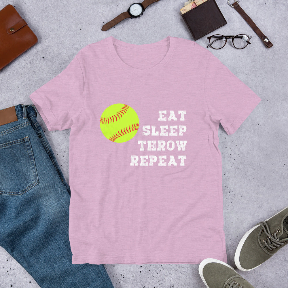 Eat Sleep Throw Repeat - Softball - Short-Sleeve Unisex T-Shirt