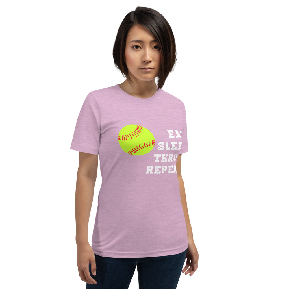 Eat Sleep Throw Repeat - Softball - Short-Sleeve Unisex T-Shirt